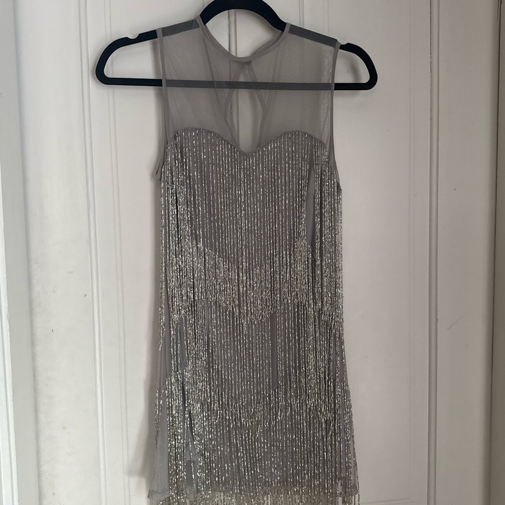 REDUCED PRICE ASOS Elegant Silver Fringe Dress